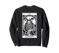 Krampus Christmas Tarot Card White on Black Goth Emo Horror Sweatshirt