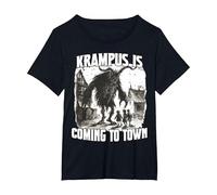 Krampus Demonic Santa Claus Kramperl T Krampus Run T-Shirt, Women's Plus, Black, 4X
