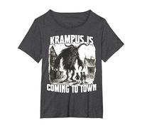 Krampus Demonic Santa Claus Kramperl T Krampus Run T-Shirt, Women's Plus, Dark Heather Grey, 4X