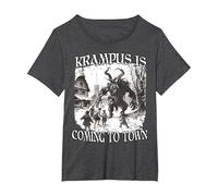 Krampus Evil Nikolaus Perchtenlauf Bartl T Krampus Costume T-Shirt, Women's Plus, Dark Heather Grey, 2X