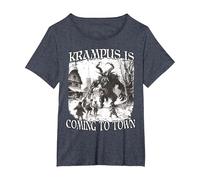 Krampus Evil Nikolaus Perchtenlauf Bartl T Krampus Costume T-Shirt, Women's Plus, Heather Blue, 1X