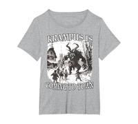 Krampus Evil Nikolaus Perchtenlauf Bartl T Krampus Costume T-Shirt, Women's Plus, Heather Grey, 2X