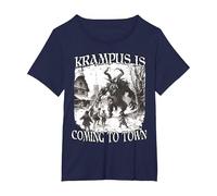 Krampus Evil Nikolaus Perchtenlauf Bartl T Krampus Costume T-Shirt, Women's Plus, Navy Blue, 3X
