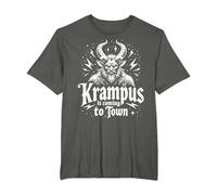Krampus is Coming to Town T-Shirt, Men's Big and Tall, Asphalt Grey, 6X Tall