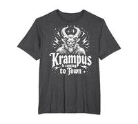 Krampus is Coming to Town T-Shirt, Men's Big and Tall, Dark Heather Grey, 6X Tall