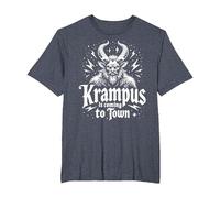 Krampus is Coming to Town T-Shirt, Men's Big and Tall, Heather Blue, 4X Tall