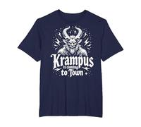 Krampus is Coming to Town T-Shirt, Men's Big and Tall, Navy Blue, 5X Tall