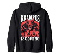 Krampus Is Coming Ugly Christmas Demon Kramperl Zip Hoodie