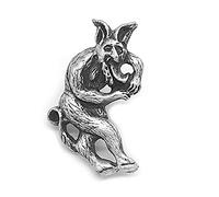 Krampus Pin Badge (Christmas Horned Alpine Devil) in a Grey Burlap Pouch