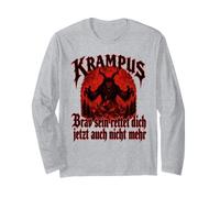 Krampus T Creepy Santa Claus Kramperl Krampus Mask Long Sleeve T-Shirt