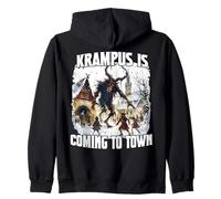Krampus T Perchten Mask Costume Christmas Demon Krampus Zip Hoodie