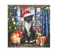 Krampuss Light Up Led Canvas By Lisa Parker 30X30Cm - Festive Cat Art