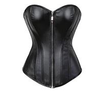 Kranchungel Womens Steampunk Leather Corset: Gothic Faux Leather Corsets Top Halloween Costumes Photoshoot for Cosplay Lovers, Black, Medium