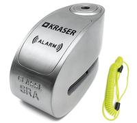 KRASER KR10S Alarm Disk Lock Approved SRA, Optional 120dB Alarm ON/Off, Double Locking ø10mm, High Security Anti-picking Lock, Stainless Steel Anti Theft Wheel Brake Lock for Scooter Motorcycle