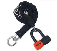 KRASER KR50+120L Motorcycle Chain Lock + Heavy Duty Mini U Disc Lock SRA Approved, Multifunctional Loop, Anti Theft Parking Garage Security Kit for Motorbike Scooter Electric Bicycle,120cm/3.9ft