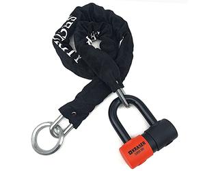 KRASER KR50+120L Motorcycle Chain Lock + Heavy Duty Mini U Disc Lock SRA Approved, Multifunctional Loop, Anti Theft Parking Garage Security Kit for Motorbike Scooter Electric Bicycle,120cm/3.9ft