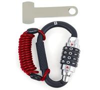 KRASER KR723B Motorcycle Helmet Lock, Combination Code Lock, T Buckle Adapter, Security Cable, Carabiner Anti-Theft Padlock Multifunction Universal Scooter, Electric Bicycle, Ebike, Luggage, Backpack