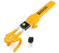 KRASER KR842Y Anti-Theft Double Hook Adjustable High Security Deterrent Scratch Protection Immobiliser Universal Steering Wheel Lock for Car Van Caravan, Yellow