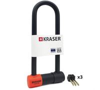 KRASER KR85L Robust U Lock, SRA Approved, High Security Tested, 85x300mm/3.34x11.8in ø18mm/0.7in Double Locking Shackle, Anti-Pick Lock, Anti Theft U Lock for Motorcycle, Scooter, Electric Bike