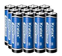 Kratax 1.5V AA Rechargeable Battery 12Pack - 3000mWh High Capacity Constant Output Lithium AA Batteries,1600Cycle Long-Lasting Recharge Li-ion Double A Size, Max 3.8A Discharge- Only Battery