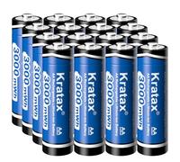 Kratax 1.5V Rechargeable Battery AA Lithium 16Pack - 3000mWh High Capacity Constant Output Double A Batteries,1600Cycle Long-Lasting Recharge Li-ion AA Size, Max 3.8A Discharge- Only Battery