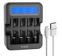 Kratax Intelligent Battery Charger for Constant Voltage AA or AAA Rechargeable Lithium Batteries 1.5V, 2.5h Fast Charge, NOT for use with Ni-MH or Other Types of Batteries (Battery not Included)