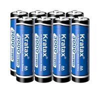 Kratax Rechargeable AA Lithium Batteries 8Pack - 3000mWh High Capacity Constant Output 1.5V AA Rechargeable Battery,1600 Cycles Long-Lasting Li-ion Double aa Size,Max 3.8A Discharge - Only Battery