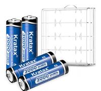 Kratax Rechargeable Lithium AA Batteries 4Pack - 3000mWh High Capacity Constant Output 1.5V AA Rechargeable Battery,1600 Cycles Long-Lasting Li-ion Double aa Size,Max 3.8A Discharge - Only Battery