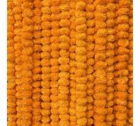 Krati Exports 10 PC - 5 feet Marigold Garland |Indian/American Wedding Party Mantle Decoration, Faux Garlands Wedding Garland, Diwali Decoration, Spring Bush Floral! (Golden Yellow (Light Orange))