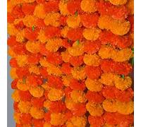 Krati Exports 10 PC - 5 feet Marigold Garland |Indian/American Wedding Party Mantle Decoration, Faux Garlands Wedding Garland, Diwali Decoration, Spring Bush Floral! (Mango Yellow & Dark Orange Mix)
