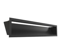 Kratki Air Ventilation Grille 12 x 60 cm Slim Black - Metal Grille for Fireplace and Heating Systems, Rectangular, 45° Tilted, Powder Coated, Wall Mounting, Functional and Decorative