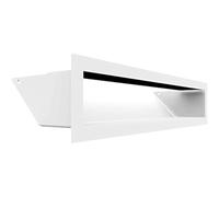 KRATKI Ventilation Grille Air | Warm Air Grille 9 x 40 cm | White | Exhaust Air Grille for Fireplace Ventilation | Air Intake at an Angle of 45 Degrees | Overheat Resistant | Ideal for Modern