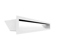 KRATKI Air Ventilation Grille, Warm Air Grille, 9 x 60 cm, White, Exhaust Air Grille for Fireplace Ventilation, Air Intake at an Angle of 45 Degrees, Overheat Resistant, Ideal for Modern Interiors