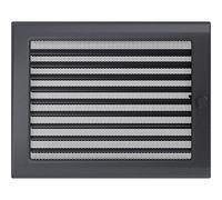 Kratki Ventilation Grille Fireplace Grille 22 cm x 30 cm Graphite with Blinds