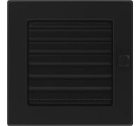 KRATKI Ventilation Grille Hot Air Grille 17 x 17 cm Black with Blind