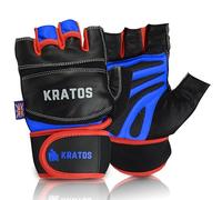 Kratos Weight Lifting Gym Workout Gloves for Crossfit Exercise Fitness Strength Training Hanging Pull ups Bodybuilding Powerlifting Cycling Leather Gloves with Wrist Wrap Support Men & Women