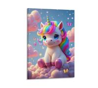 KraTzart Colorful Unicorn Poster Kids Bedroom Poster Canvas Print Cute Animal Mural Girls Room Wall Art Painting ArtworkRoom Aesthetic Teen Room Decor Gift 12x18inch(30x45cm) Frame