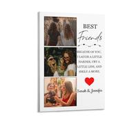 KraTzart Personalized Best Friend Birthday Gifts For Women, Custom Best Friend Canvas Poster Prints With Photo Name, Long Distance Friendship Gifts, Canvas Wall Art For Bestie Sister Christmas Gifts