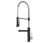 Kraus Artec Pro Commercial Style 2-Function Single Handle Pull Down Kitchen Faucet with Pot Filler in Spot-Free Stainless Steel/Matte Black, KPF-1605SFSMB