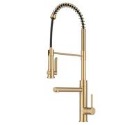 Kraus Artec Pro Commercial Style 22-Function Single Handle Pull Down Kitchen Faucet with Pot Filler in Spot-Free Brushed Brass, KPF-1605BB