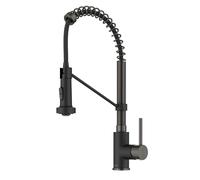KRAUS Bolden Commercial Style 2-Function Single Handle Pull Down Kitchen Faucet in Matte Black/Black Stainless, KPF-1610MBSB (Pack of 1)