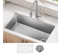 KRAUS Fairlane 33-inch Undermount Single Bowl 18-Gauge Stainless Steel Kitchen Sink, KHU640-33