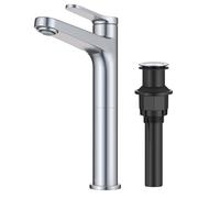Kraus Indy Bathroom Faucet for Vessel Sink in Chrome with Single Handle, Pop Up Drain and Supply Lines, KVF-1410CH
