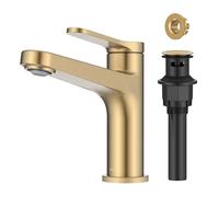 Kraus Indy KBF-1411SFBB Bathroom Faucet Brushed Brass Single Handle Waste and Supply Lines Stain-Free