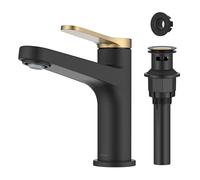 KRAUS Indy Single Handle One Hole Bathroom Sink Faucet in Spot-Free Brushed Brass/Matte Black, KBF-1411SFBBMB