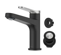 Kraus Indy Single Handle One Hole Bathroom Sink Faucet in Spot-Free Brushed Nickel/Matte Black, KBF-1411SFBNMB