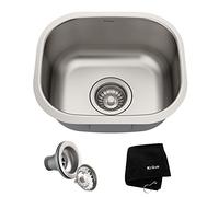 Kraus KBU17 15 inch Undermount Single Bowl 18 Gauge Stainless Steel Kitchen Sink