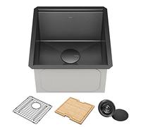 KRAUS Kore 17" Undermount Workstation 16 Gauge Stainless Steel Single Bowl Kitchen Bar Sink with Accessories