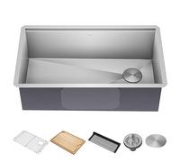 KRAUS Kore 32-Inch Undermount Workstation 16 Gauge Single Bowl Stainless Steel Kitchen Sink with Accessories, KWU110-32