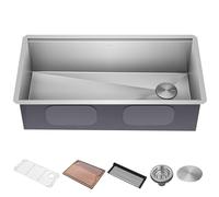 KRAUS Kore KWU110-36 Undermount Workstation, 16 Gauge, Stainless Steel, Single Bowl, Kitchen Sink with Accessories, 36-Inch